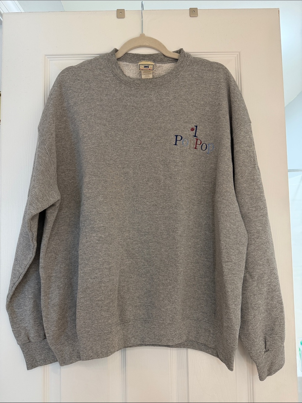 Vintage Lee Grey Crewneck Sweatshirt with Small Multi-Color Embroidery